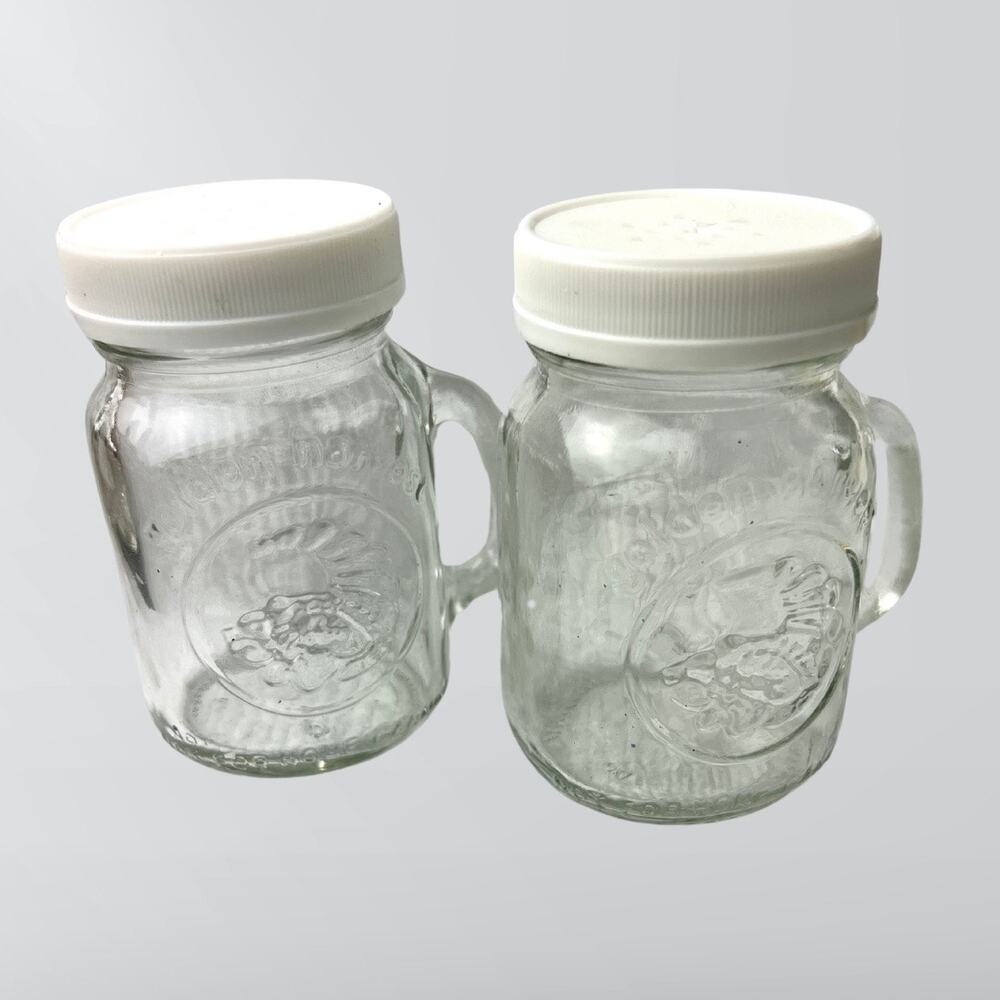 Vintage Golden Harvest Mini Mason Jar Glass Salt & Pepper Shaker